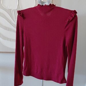 Ruffled Burgundy Long Sleeve Top